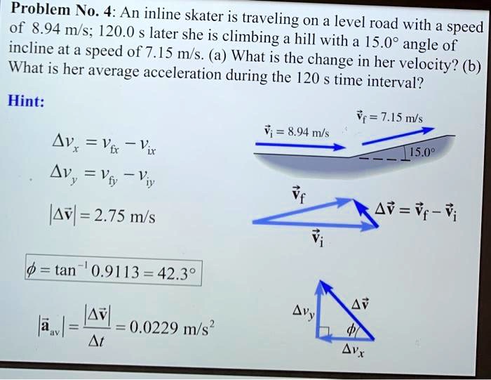 SOLVED: Problem No. 4: An Inline Skater Is Traveling At A Speed Of 8.94 ...