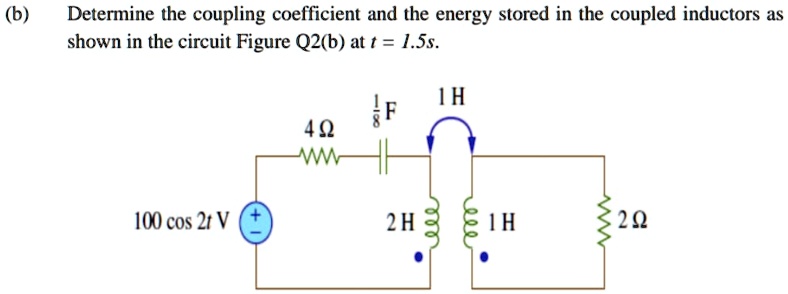 (b) Determine the coupling coefficient and the energy stored...