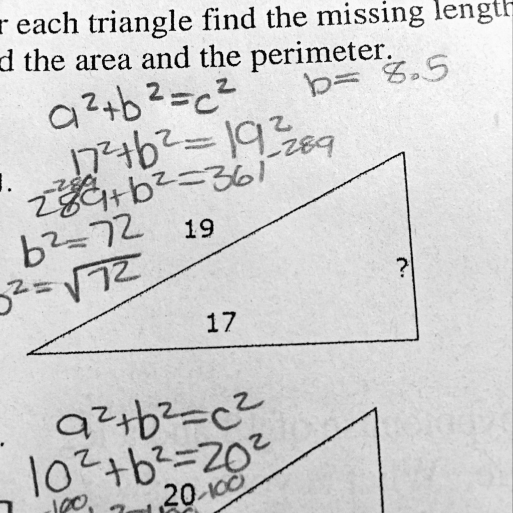 SOLVED Find the area and perimeter of the triangle in the picture 