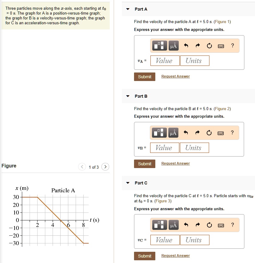 SOLVED: Three Particles Move Along The I-axis Each Starting At To The ...