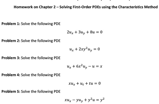 Homework on Chapter 2 - Solving First-Order PDEs using the ...