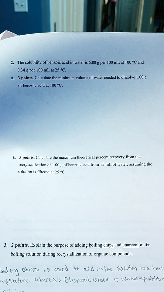 SOLVED The solubility of benzoic acid in water is 6.80 g per 100 mL at