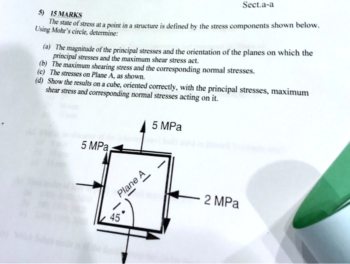 Solved Using Mohr S Circle Determine Principal Stresses And The