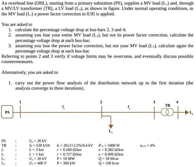 SOLVED: An overhead line (OHL), starting from a primary substation (PS ...