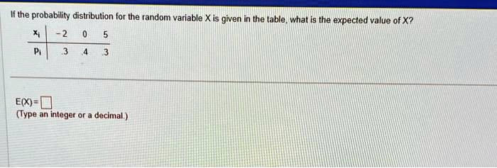 SOLVED: If the probability distribution for the random variable X is ...