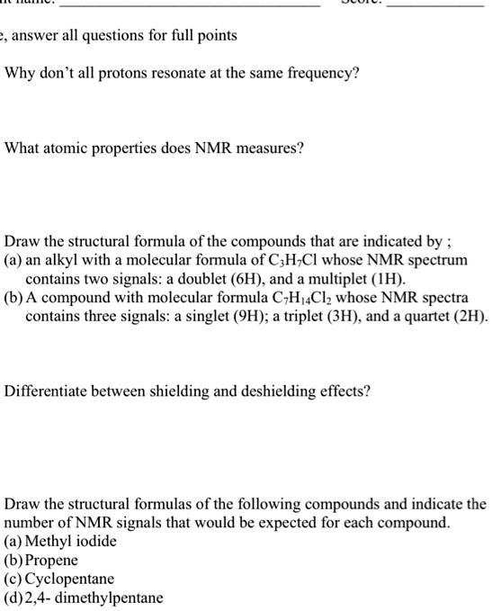 SOLVED answer all questions for full points Why don all protons