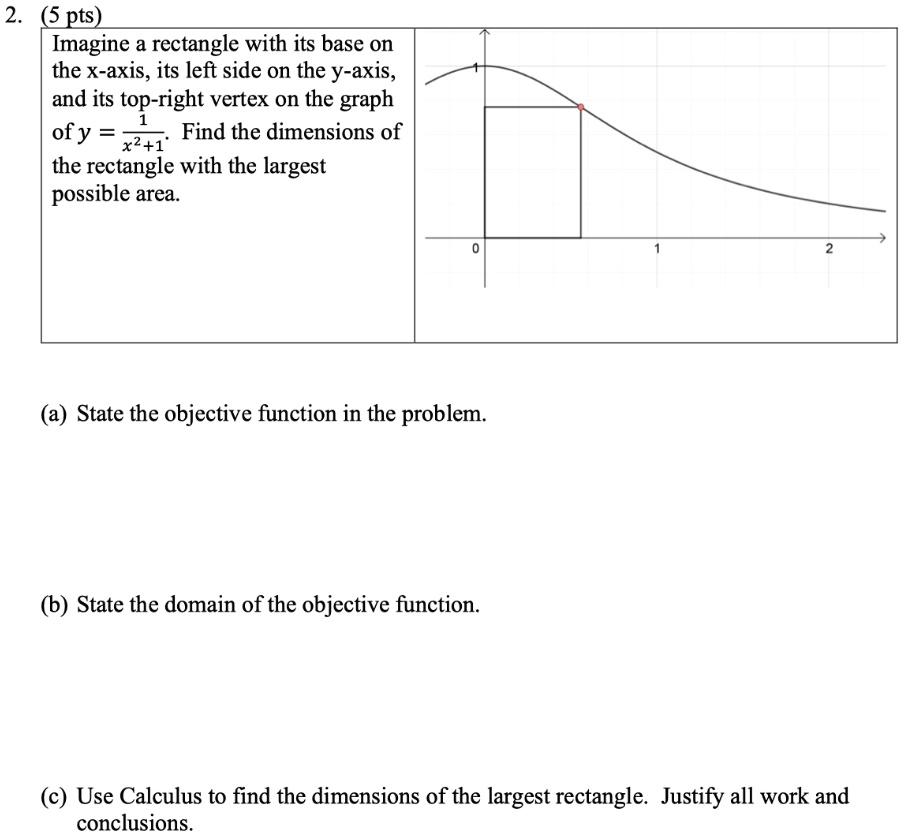 (5 pts) Imagine a rectangle with its base on the X-axis, its left side ...