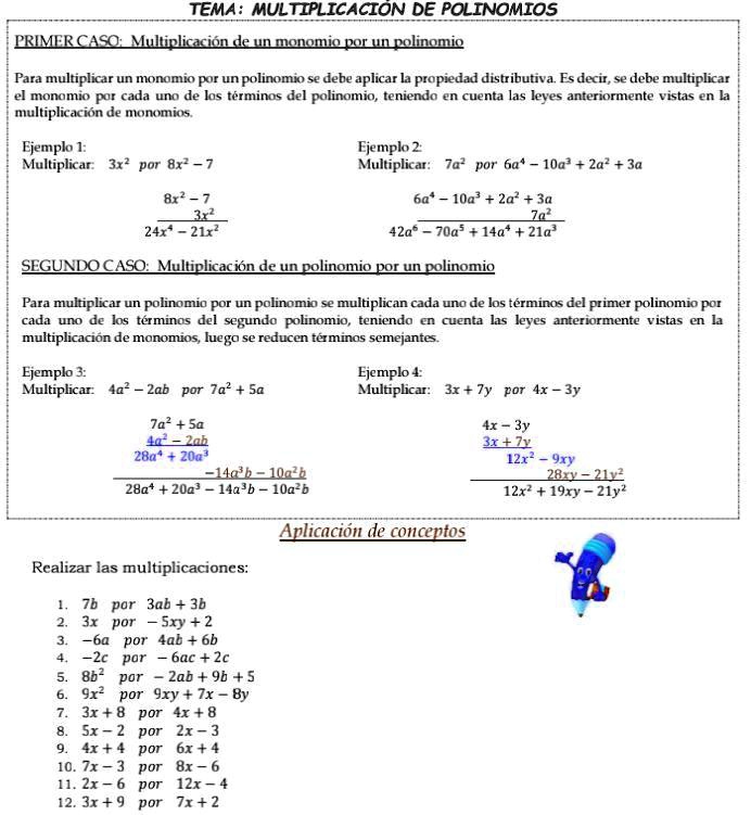 SOLVED: Me pueden ayudar por favor TEMA: MULTIPLICACION DE POLINOMIOS ...
