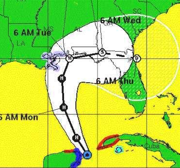 SC
6 AM Wed
GA
AL
MS
6 AM Tue
LA
H S D
P
FL
6 AM Thu
H
H
5 AM Mon
H
Cuba