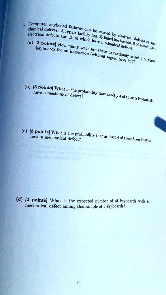 keyboard chanical defects. failures repair can be