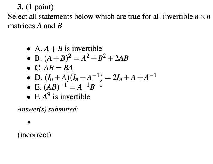 Solved 3 1 Point Select All Statements Below Which Are True For All