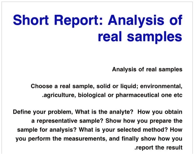 SOLVED Short Report Analysis of real samples Analysis of real samples
