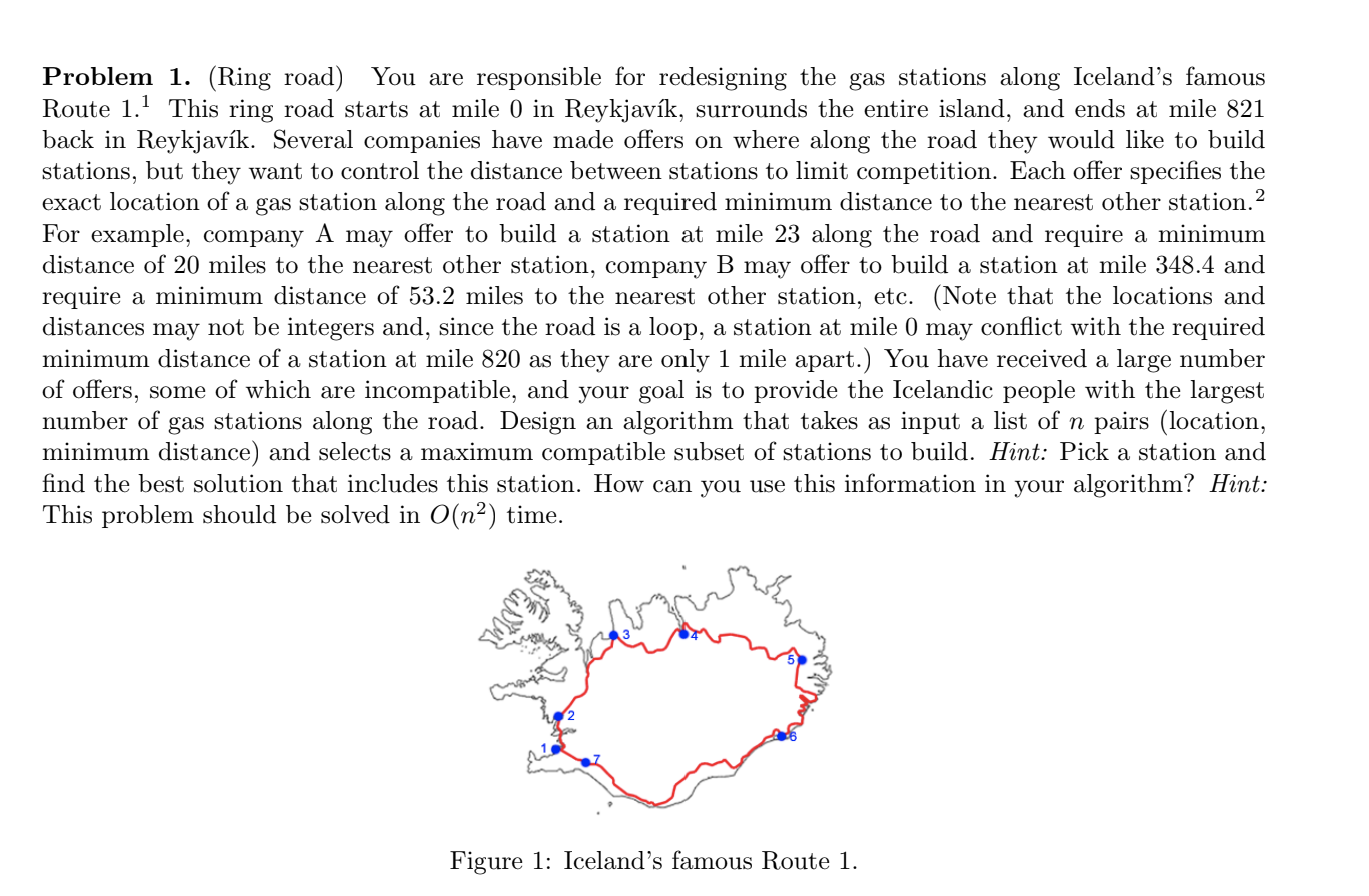 SOLVED Problem 1. (Ring road) You are responsible for redesigning the