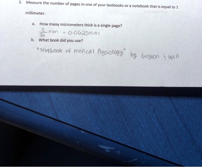 SOLVED Measure the number of pages in one of your textbooks or a