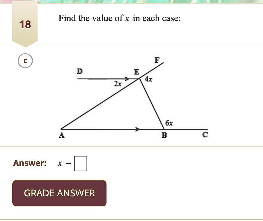 find the value of x in each case