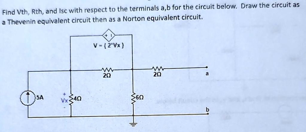 Find Vth, Rth, and Isc with respect to the terminals a,b for the ...