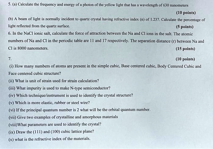 Solved: Answer All Questions And Show Work. 5.a Calculate The Frequency 