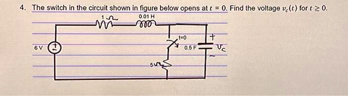 SOLVED: 4. The switch in the circuit shown in the figure below opens at ...
