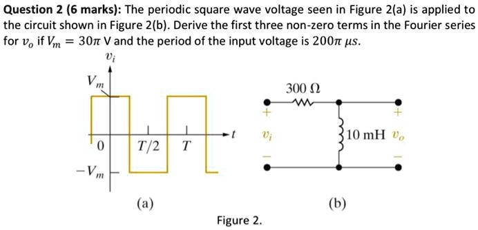 SOLVED: Question 2 (6 marks): The periodic square wave voltage seen in ...