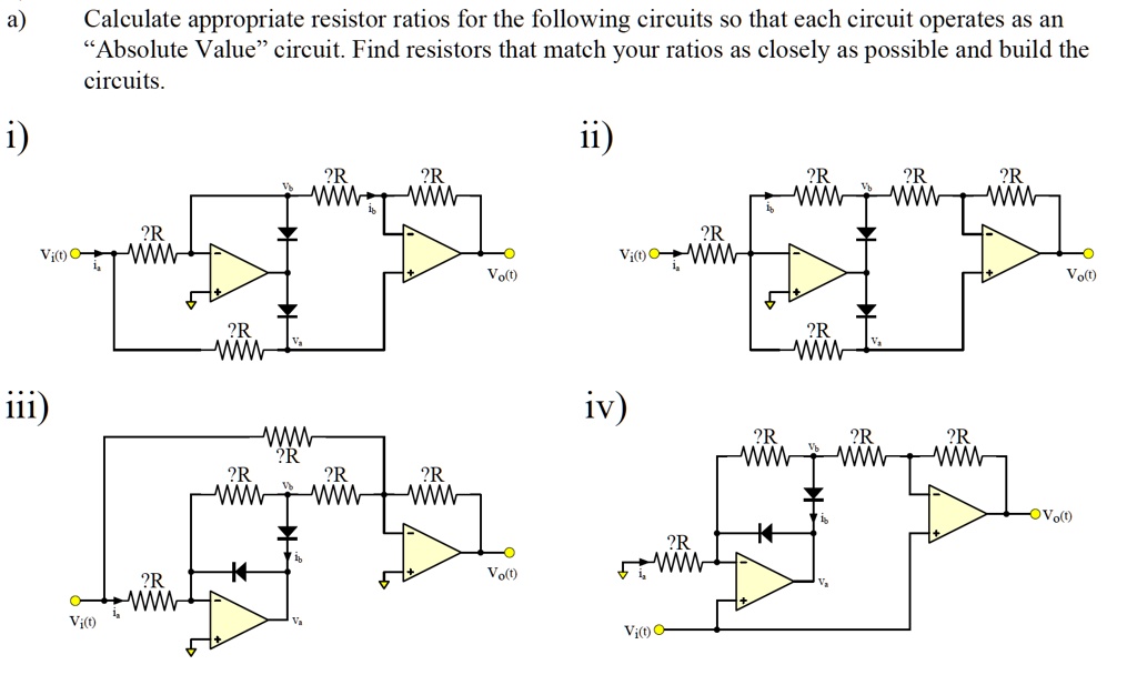 SOLVED Calculate appropriate resistor ratios for the following