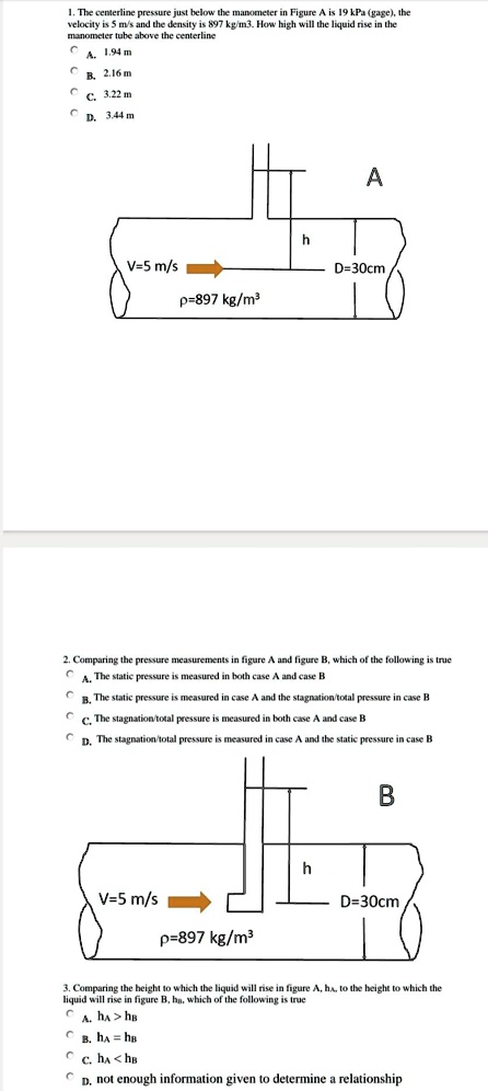 1. The centerline pressure just below the manometer in...