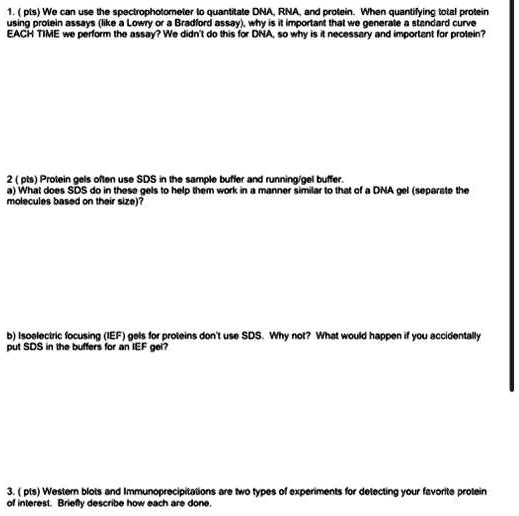 SOLVED 1. (pts) We can use the spectrophotometer to quantify DNA, RNA