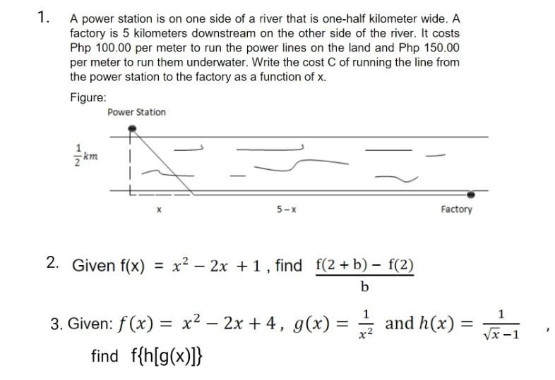 solved-1-a-power-station-is-on-one-side-of-a-river-that-is-one-half