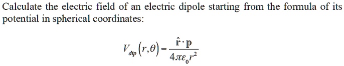 SOLVED: Calculate the electric field of an electric dipole starting ...