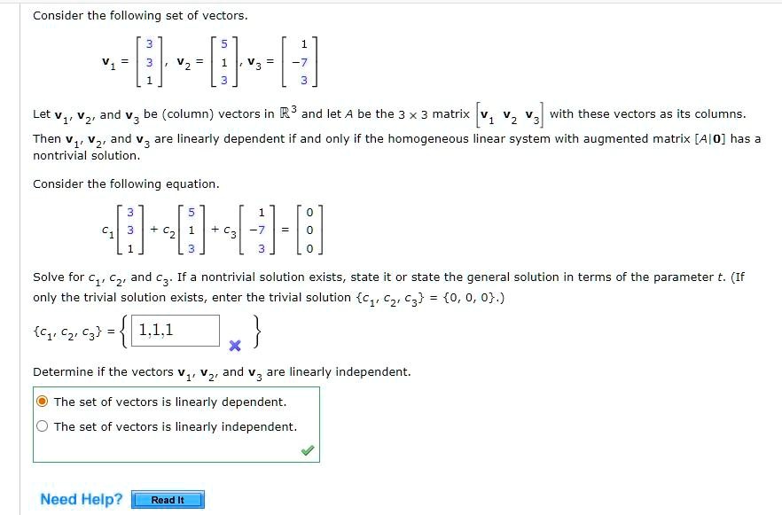 Consider the following set of vectors. v1 = 3 3 1 , v2 = 5 1 3 , v3 = 1 ...