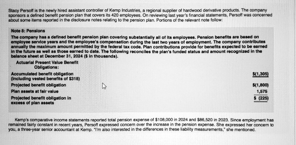 SOLVED Explain to Persoff how the composition of the total pension