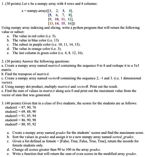 SOLVED: Let numpy array with FOWS Jid columns: numpy array([[ , 12| 15 ...