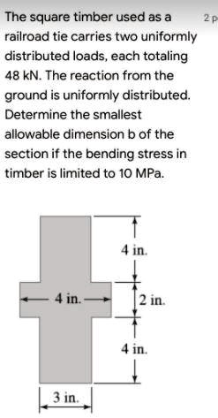 The square timber used as a railroad tie carries two...