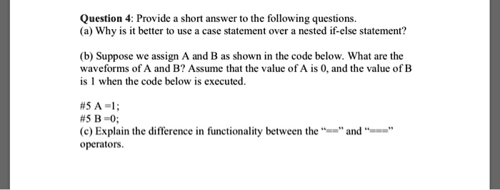 SOLVED: Question 4: Provide a short answer to the following questions ...