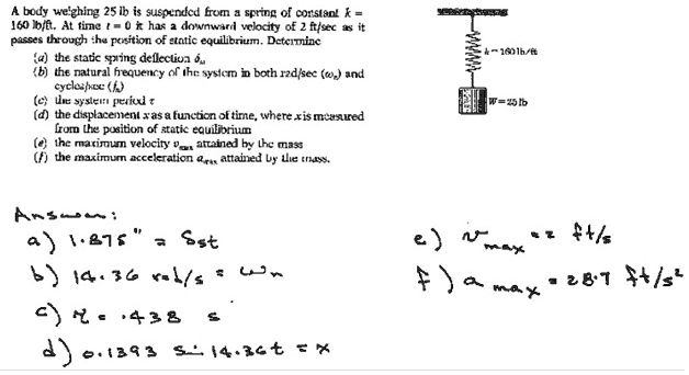 problem a body weghing 25 lb is suspendcd from a spring of constant k ...