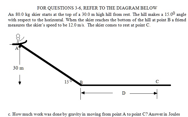 SOLVED: FOR QUESTIONS 3-6, REFER TO THE DIAGRAM BELOW An 80.0 Kg Skier ...