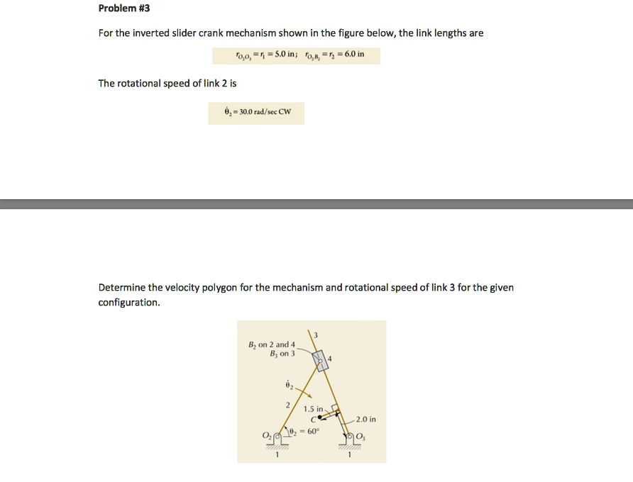 SOLVED: For the inverted slider crank mechanism shown in the figure ...