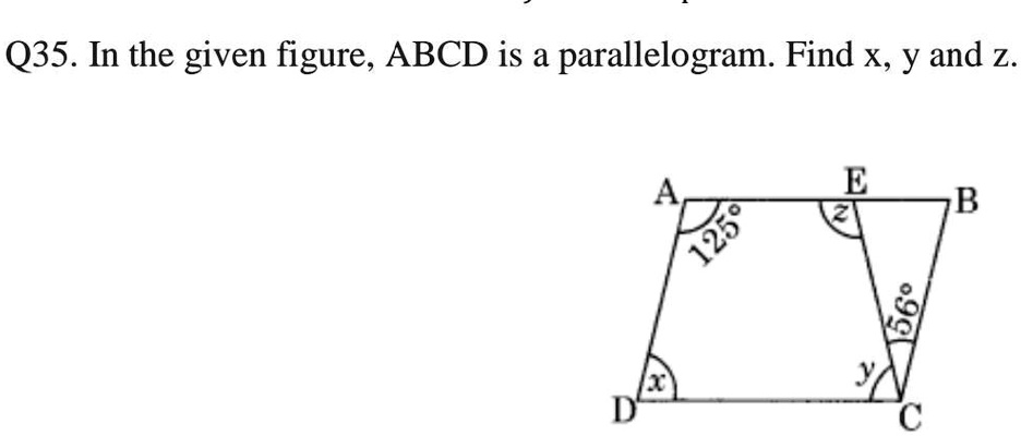 'In the given figure, ABCD is a parallelogram. Find x, y'