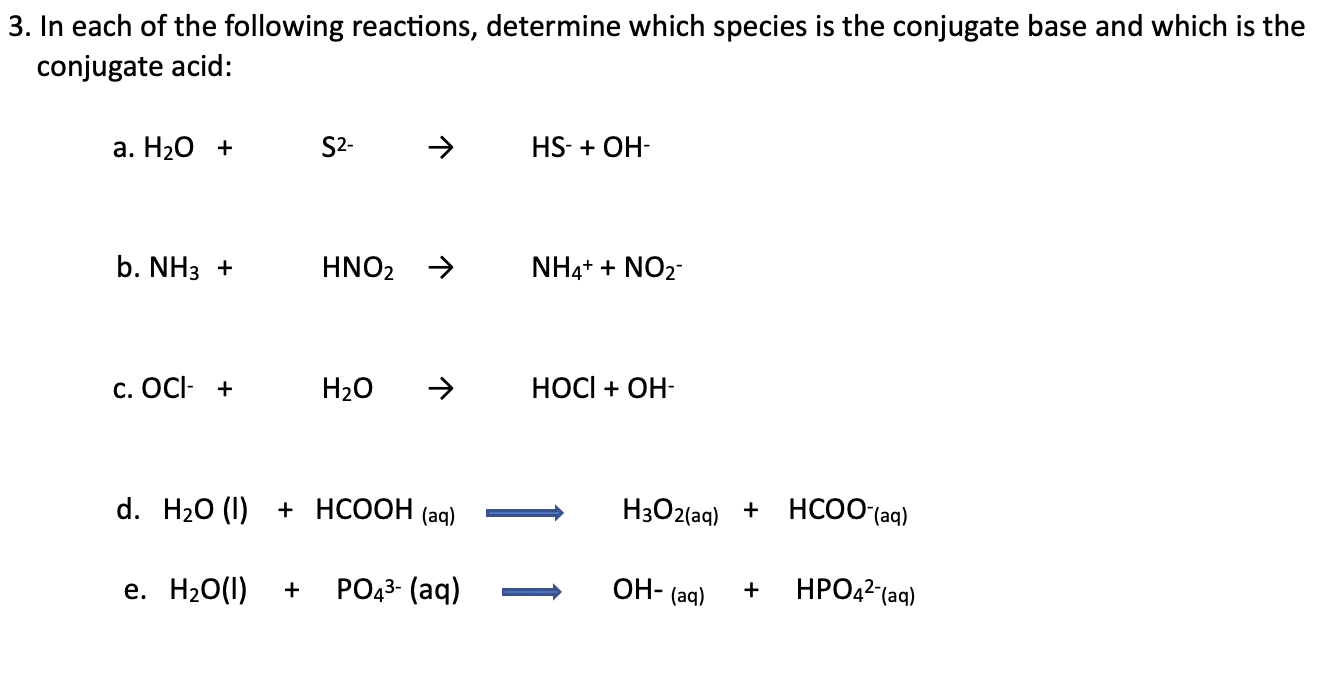 SOLVED: 3. In each of the following reactions, determine which species ...