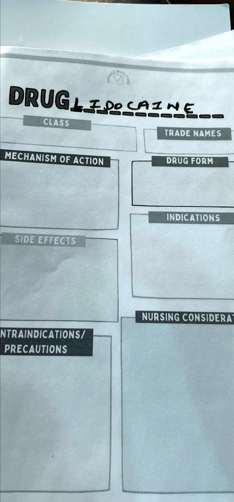 SOLVED: DRUG: Lidocaine CLASS: Local Anesthetic TRADE NAMES: Xylocaine ...