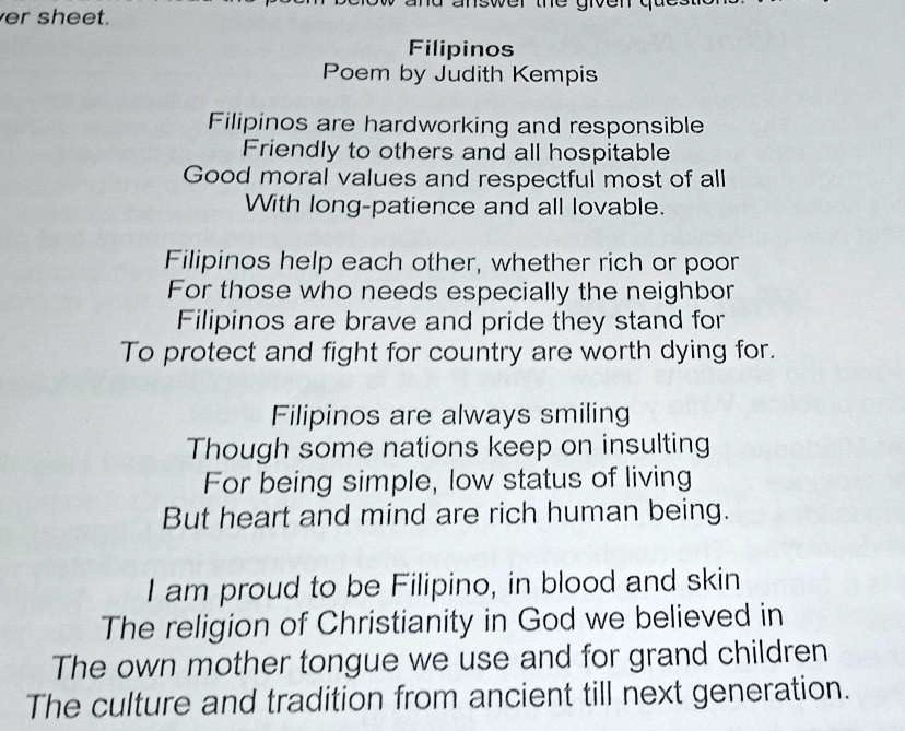 SOLVED: Questions: 1. What are the Filipino traits mentioned in the ...