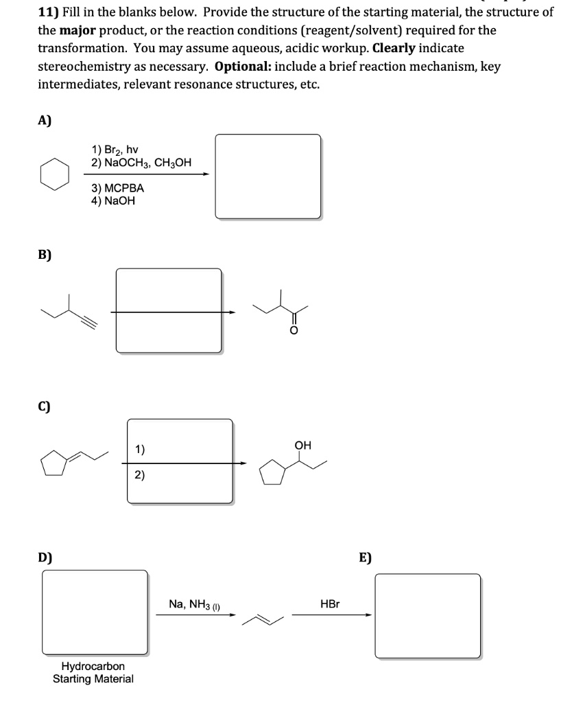 SOLVED11) Fill in the blanks below. Provide the structure ofthe