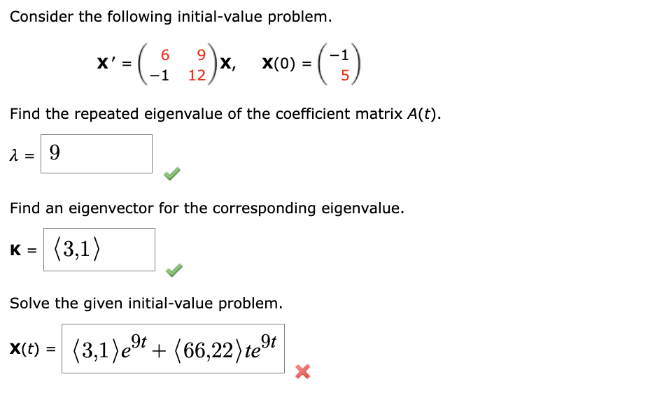 solve initial value problem eigenvectors