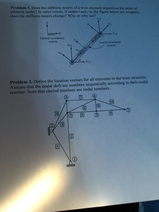 Problem 1. Does the stiffness matrix of a truss element depend on the ...