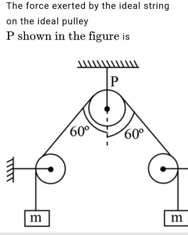 the force exerted by the ideal string on the ideal pulley p shown in ...