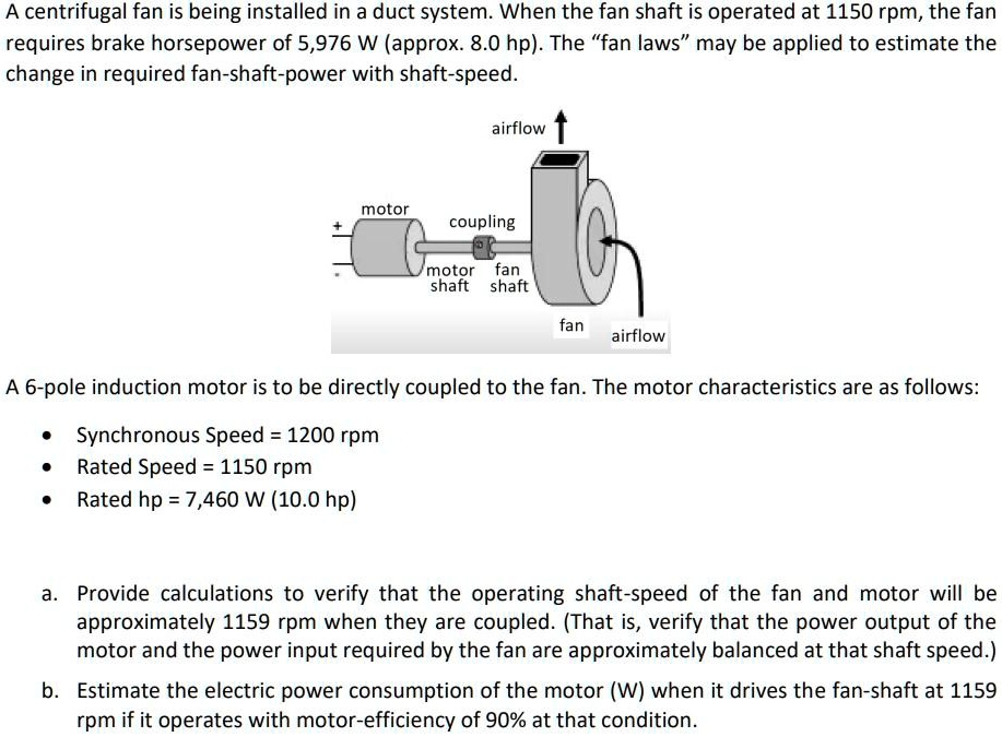 SOLVED: A centrifugal fan is being installed in a duct system. When the ...