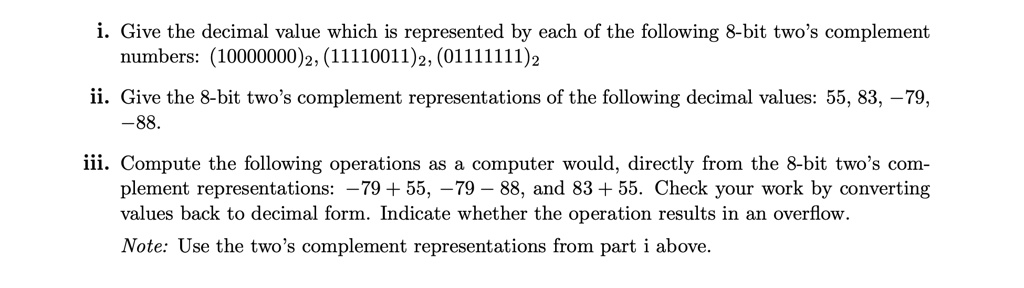 SOLVED:Give the decimal value which is represented by each of the ...