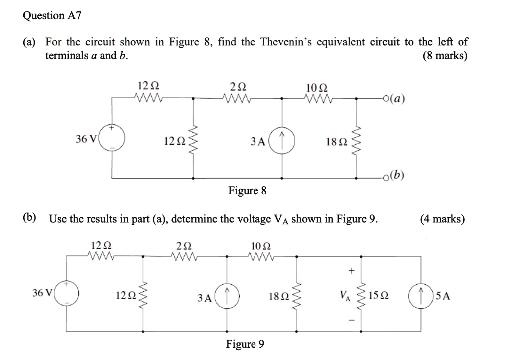 solved question one (total: 20 marks): data types,... Question A7 (a) For the circuit shown in Figure 8, find the Thevenin's ...