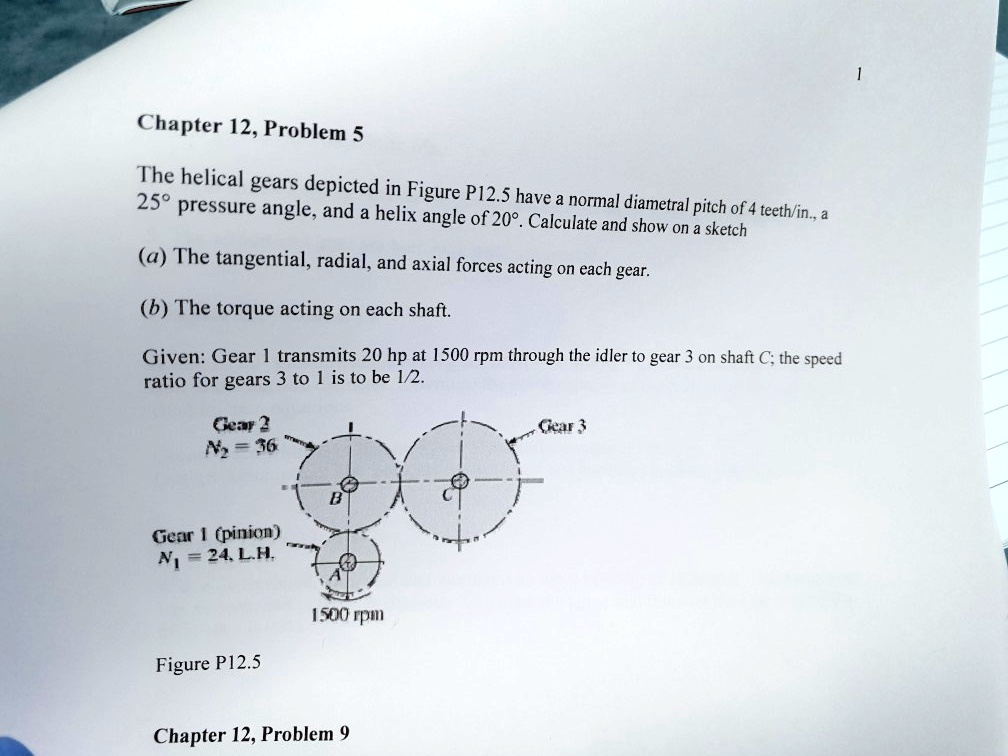 SOLVED Chapter 12, Problem 5 The helical gears depicted in Figure P125