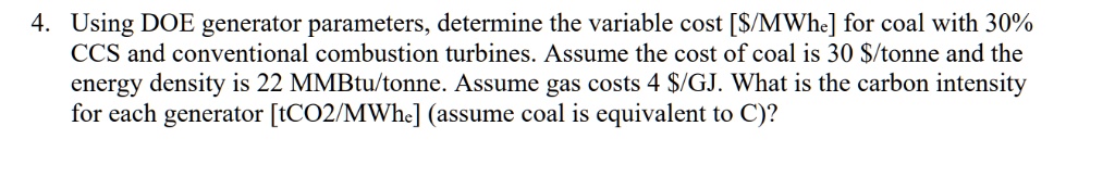 SOLVED Using DOE Generator Parameters Determine The Variable Cost solved-using-doe-generator-parameters-determine-the-variable-cost