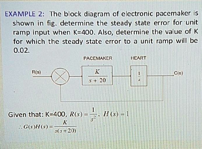 Solved: Example 2: The Block Diagram Of An Electronic Pacemaker Is 